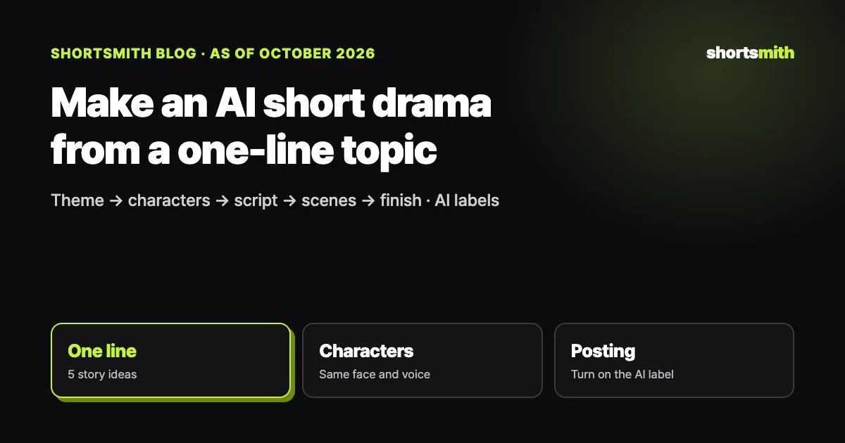 Making an AI short drama: from a one-line topic to a 9:16 video (October 2026)