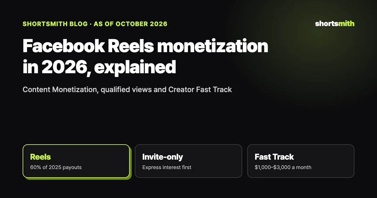 How to make money from Facebook Reels: Content Monetization (October 2026)
