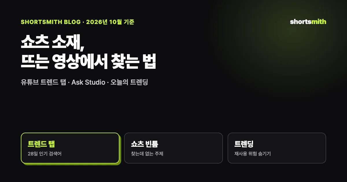 쇼츠 소재, 뜨는 영상에서 찾는 법 (2026년 10월)