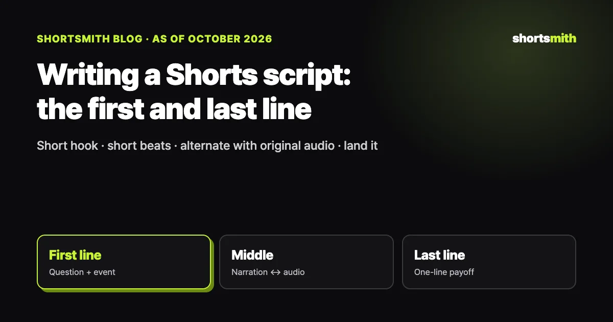 Writing a Shorts script: the first line and the last line (October 2026)