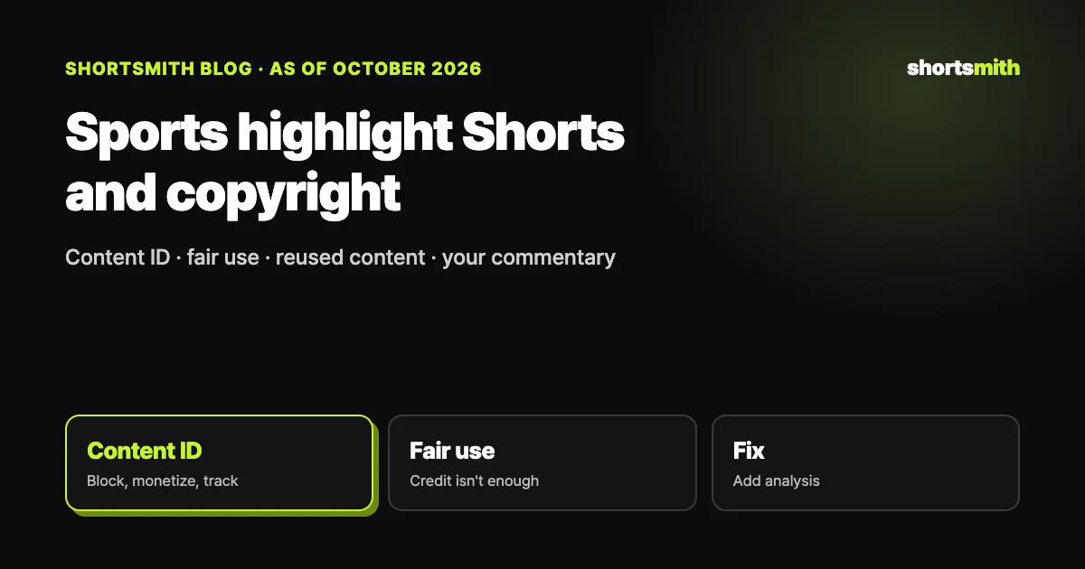 What to know about copyright before making sports highlight Shorts (October 2026)