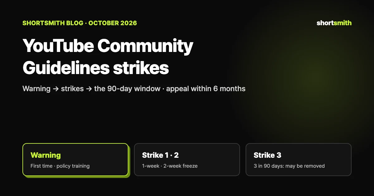 How many YouTube strikes before your channel is gone? Warnings, strikes and appeals explained (October 2026)