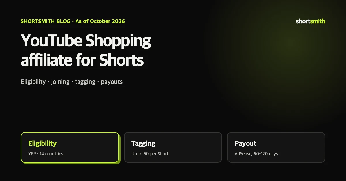 How to join the YouTube Shopping affiliate program and tag products in Shorts (October 2026)